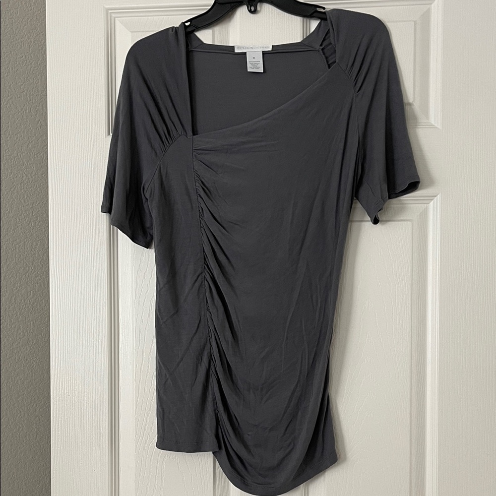 Design History Gray Ruched Blouse
